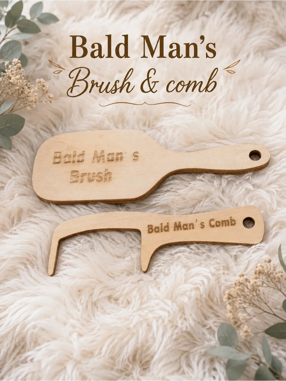 Brush & Comb – Natural Wood Bald Grooming Set
